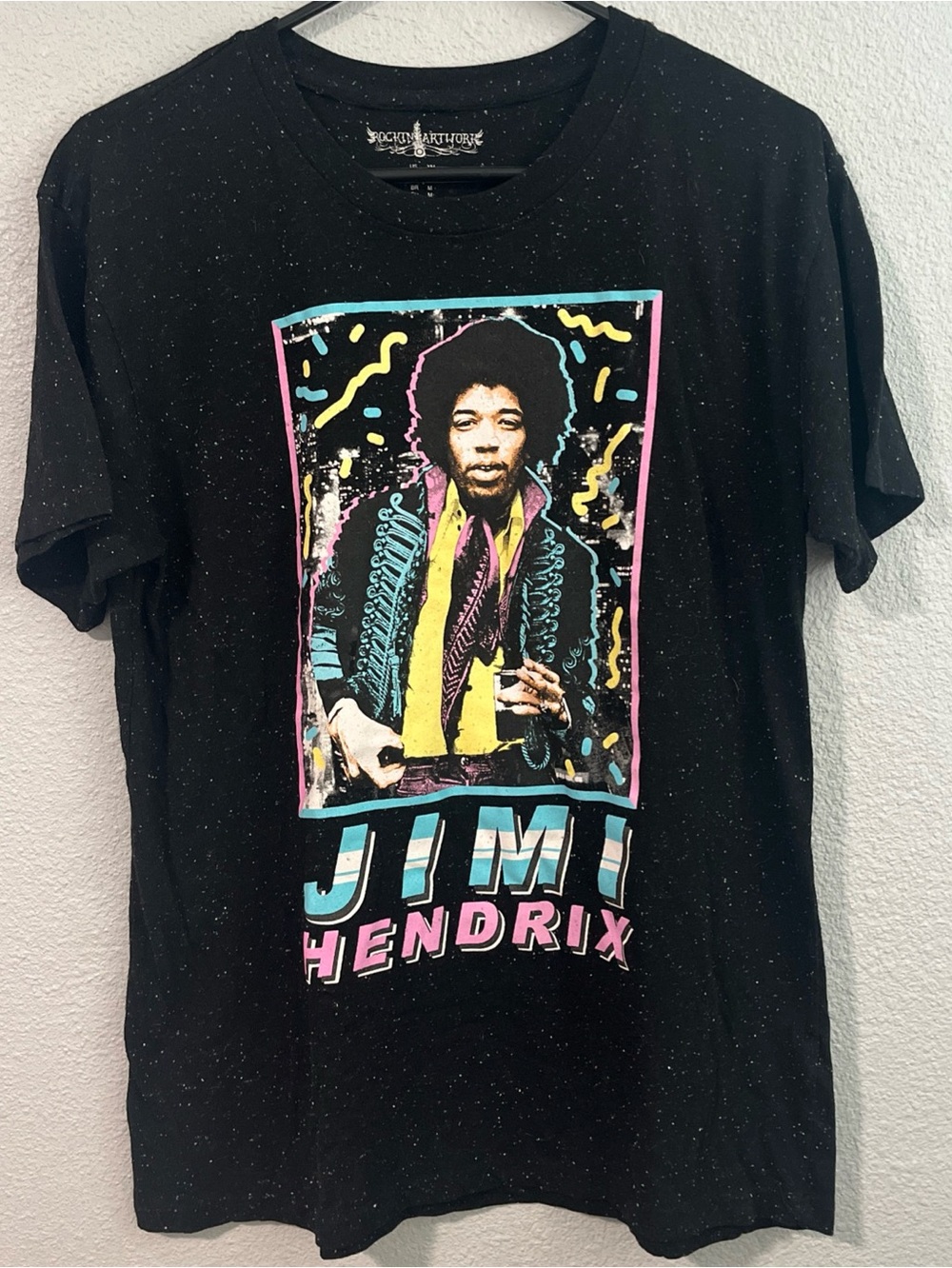 Rockin Artwork Jimi Hendrix Graphics Black Space T-Shirt Men's Size Medium